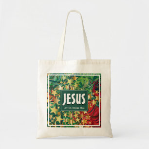 Bolsa Tote JESUS Vamos Adorá-Lo ESTRELAS Natal Festivo