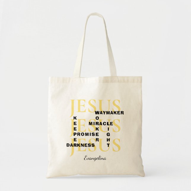 Bolsa Tote Jesus Waymaker personalizou o cristão (Frente)