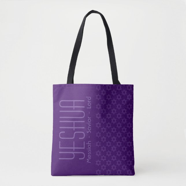 Bolsa Tote Jesus YESHUA Messiah Savior Lorde PURPLE (Frente)