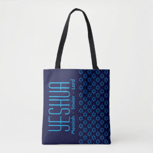Bolsa Tote Jesus YESHUA Messias Salvador Lorde BLUE