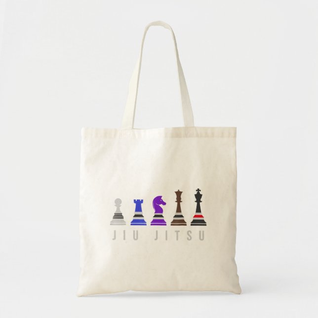 Bolsa Tote jiu jitsu treinando xadrez, presente bjj com texto (Frente)