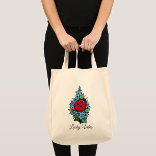 Bolsa Tote Joaninha bonito da aguarela com as flores