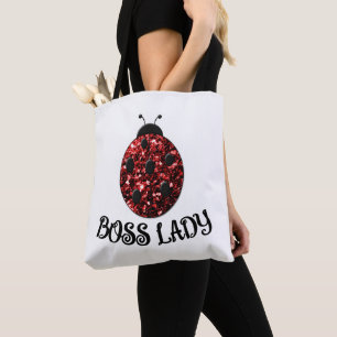 Bolsa Tote Joaninha cintilante vermelha BOSS LADY Personaliza