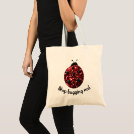 Bolsa Tote Joaninha cintilante vermelha Pare de me incomodar