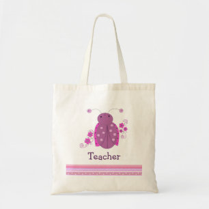Bolsa Tote Joaninha cor-de-rosa e roxo do professor
