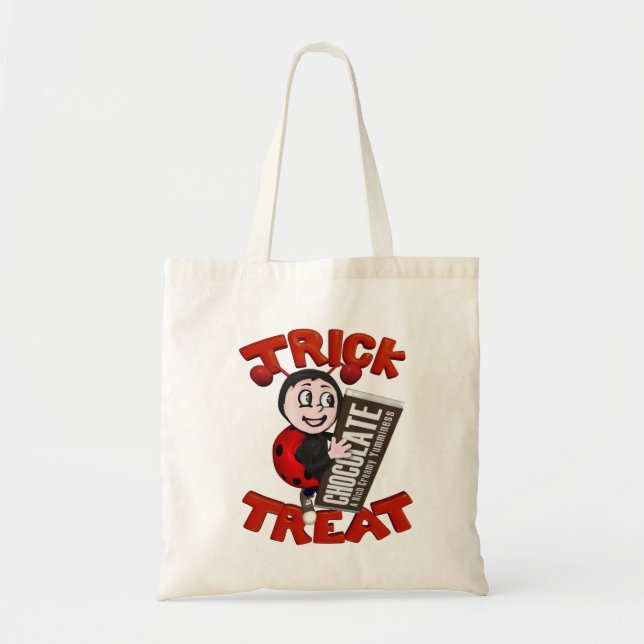 Bolsa Tote Joaninha de Chocoholic - design da "doçura ou (Frente)