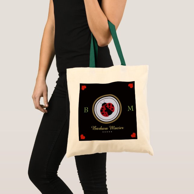 Bolsa Tote joaninha personalizada, amor (Frente (produto))