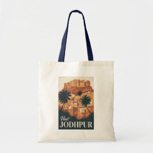 Bolsa Tote Jodhpur India Illustração Viagem Art Vintage