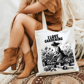 Bolsa Tote joelhos num jardim