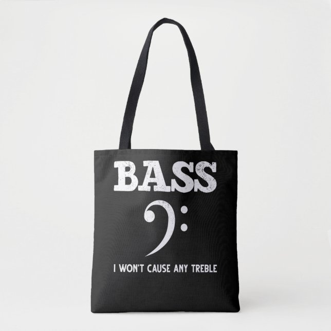Bolsa Tote Jogador de Bass Musical Engraçado (Frente)