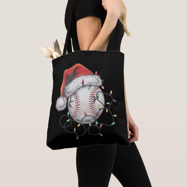 Bolsa Tote Jogador de beisebol de Natal para papais noeis (Close Up)