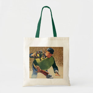 Bolsa Tote Jogador de beisebol esportivo vintage, o árbitro