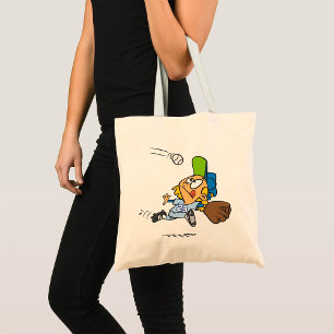 Bolsa Tote Jogador de beisebol pegando bola no meio do mergul