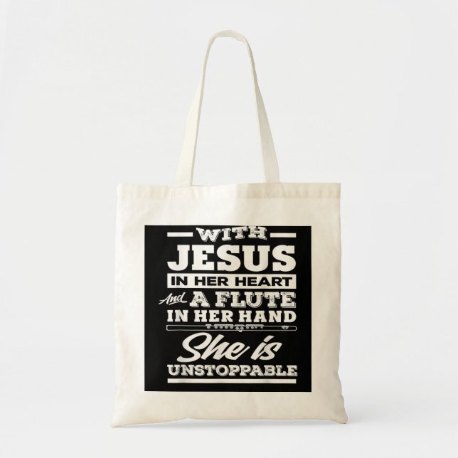 Bolsa Tote Jogador De Flauta Cristão Presente Para Mulher Fla (Frente)
