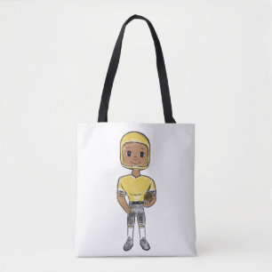 Bolsa Tote jogador de futebol retrô vintage preto amarelo sim
