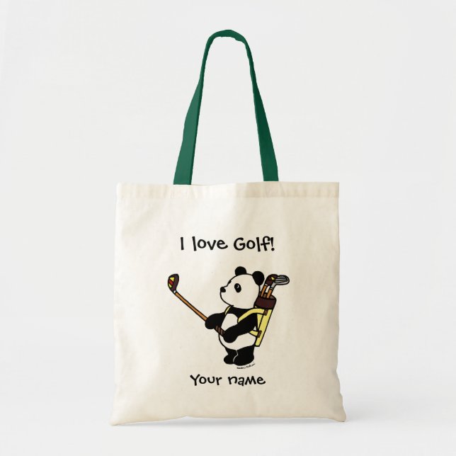 Bolsa Tote Jogador de golfe da panda de Kawaii (Frente)