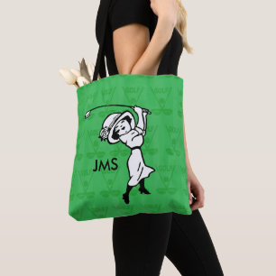 Bolsa Tote Jogador de golfe fêmea personalizado dos desenhos