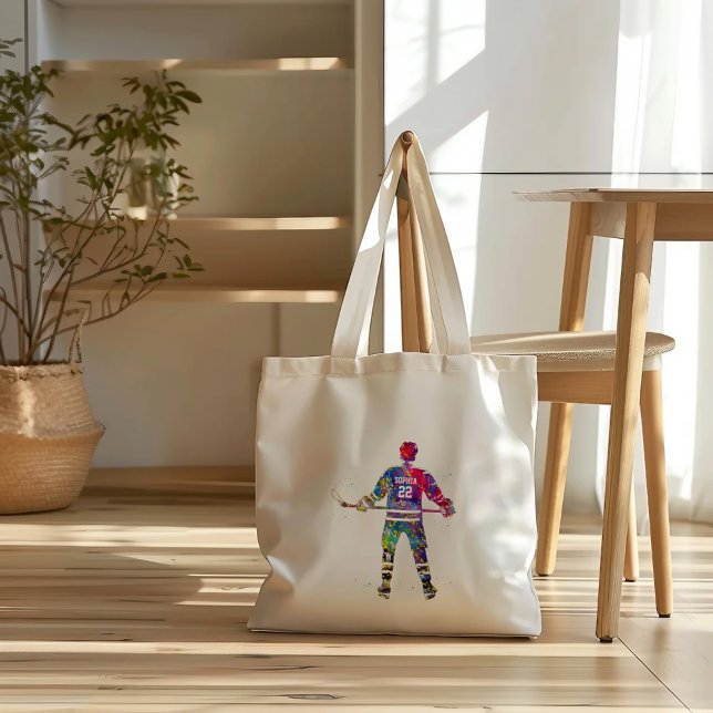 Bolsa Tote Jogador de Hóquei Colorido (Criador carregado)
