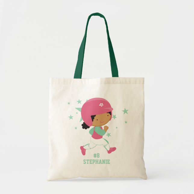 Bolsa Tote Jogador de softball e sacola personalizados das (Frente)