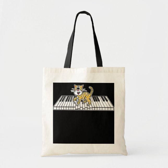 Bolsa Tote Jogador de Teclado Pianista de Kitten de Gato Pian (Frente)