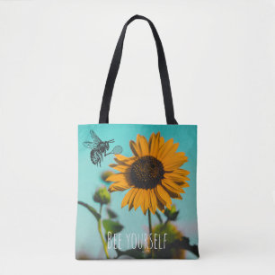 Bolsa Tote Jogador de Tênis de mamangabas com girassol e text