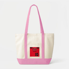 Bolsa Tote jogador de tote de futebol, cor-de-rosa, personali
