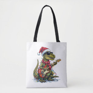 Bolsa Tote Jogador de Violão Dinossauro Xmas