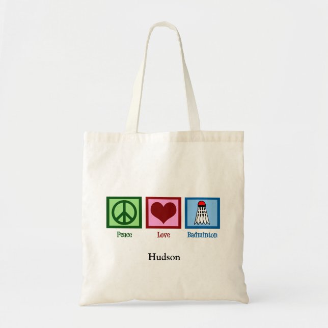 Bolsa Tote Jogador Personalizado do Badminton do Peace Love (Frente)