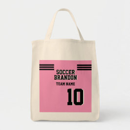 Bolsa Tote jogador rosa de tote de futebol preto personalizad