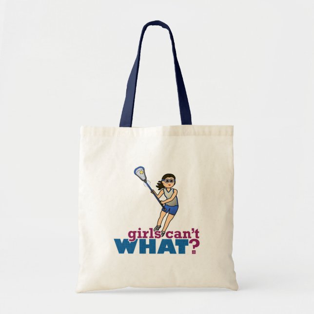 Bolsa Tote Jogadora de Lacrosse de Azul (Frente)