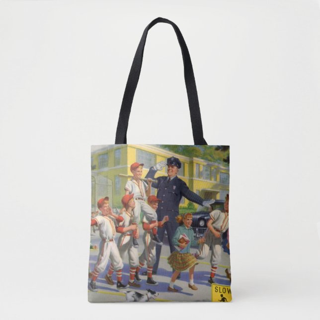 Bolsa Tote Jogadores de basebol e Guarda policial atravessand (Frente)