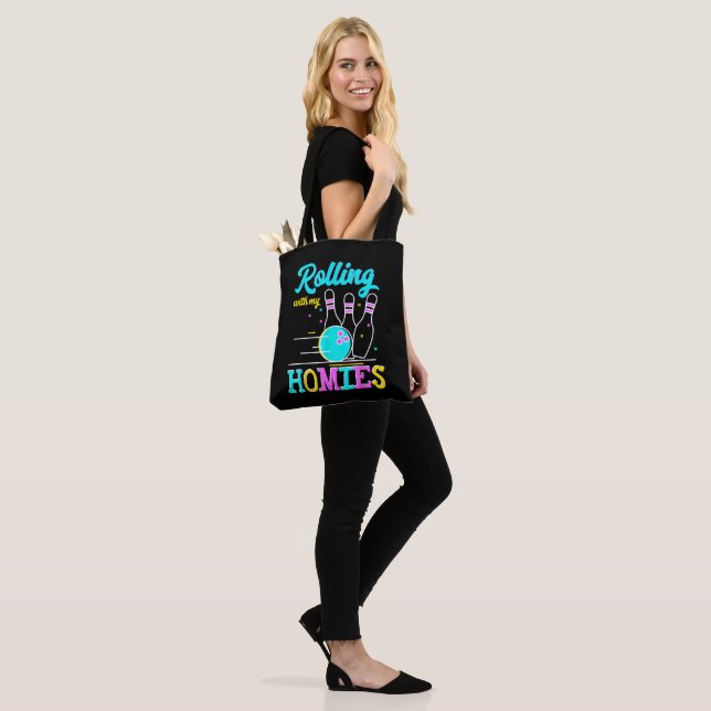 Bolsa Tote Jogando com Meus Amigos Jogadores de Boliche (No(a) Modelo)