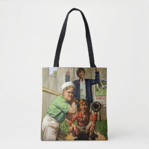 Bolsa Tote Jogo de beisebol vintage, meninos crianças jogador