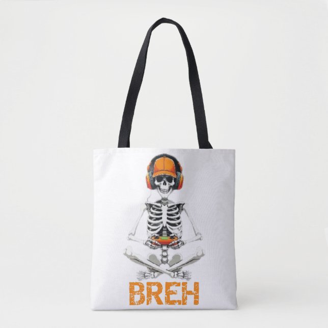 Bolsa Tote Jogo de Halloween do Skeleton Engraçado (Frente)