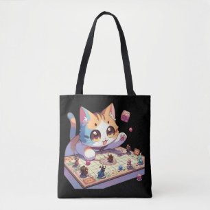 Bolsa Tote Jogo de Tabuleiro Gato Lançando Dados