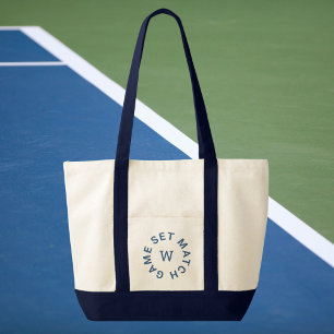 Bolsa Tote Jogo Defina a Partida Monograma Azul com Corte Nav