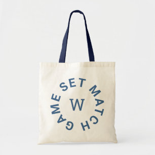 Bolsa Tote Jogo Set Correspondência Monograma Azul Inicial Tê