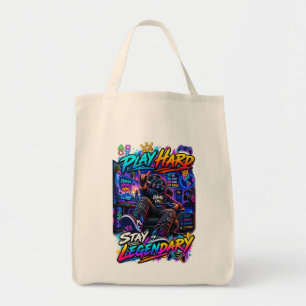 Bolsa Tote Jogue Duro Permaneça Lendário Gamer Jogos Esportes