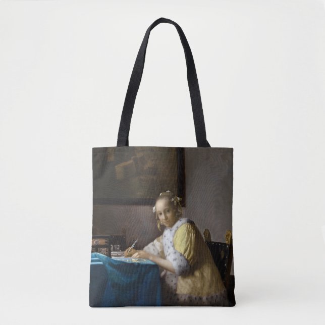 Bolsa Tote Johannes Vermeer - A Lady escrevendo uma Carta (Frente)