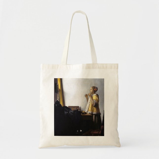 Bolsa Tote Johannes Vermeer - Jovem Mulher com Colar Pérola (Frente)