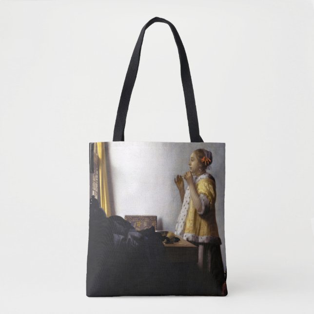 Bolsa Tote Johannes Vermeer - Jovem Mulher com Colar Pérola (Frente)