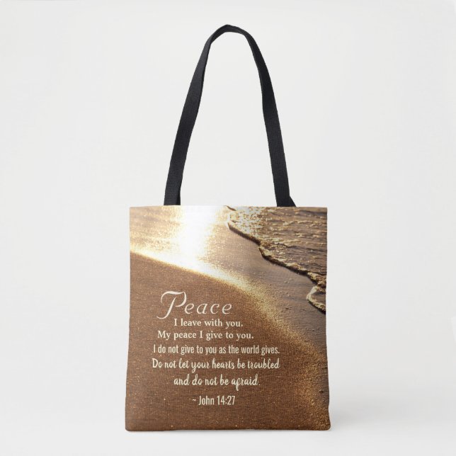 Bolsa Tote John 14:27 Palavras de Jesus, "Paz que saio contig (Frente)