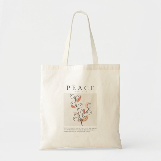 Bolsa Tote John 14:27 Paz Eu saio com você (Frente)