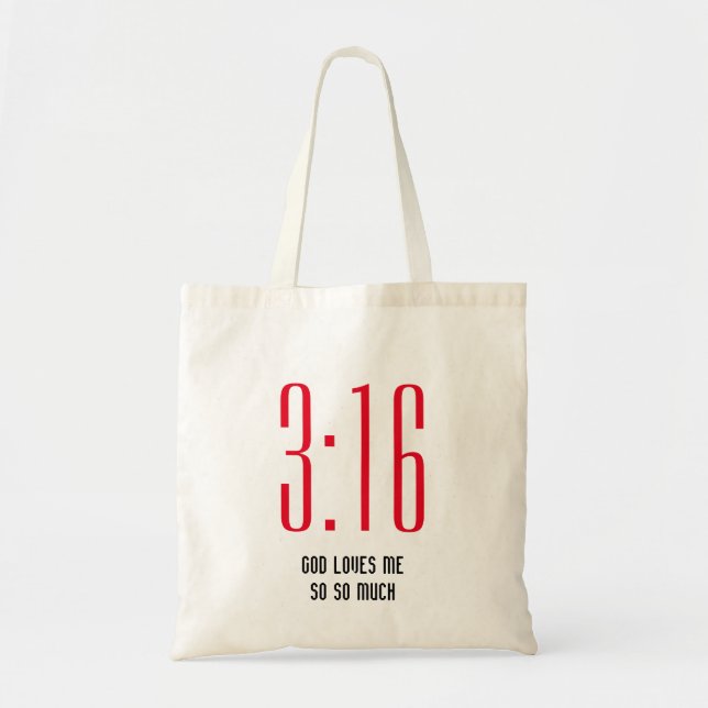 Bolsa Tote John 3:16 DEUS ME AMA Cristão (Frente)