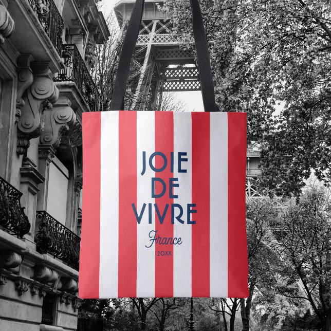 Bolsa Tote Joie De Vivre França Red Cabana Stripe Francês (Criador carregado)