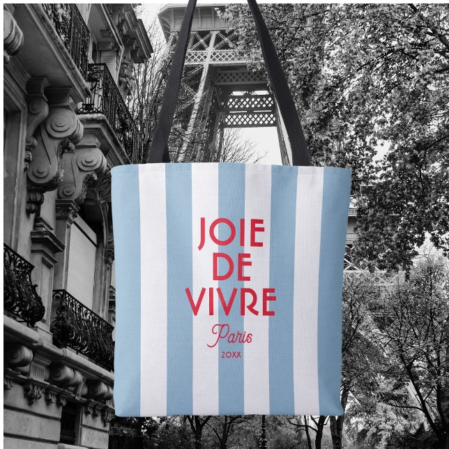 Bolsa Tote Joie De Vivre Paris Blue Cabana Stripe Francês (Criador carregado)