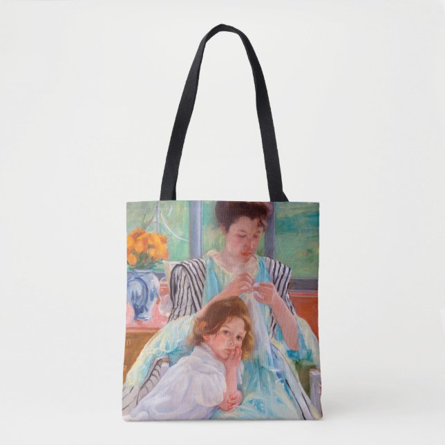 Bolsa Tote Jovem Mãe Costurando, Mary Cassatt (Frente)