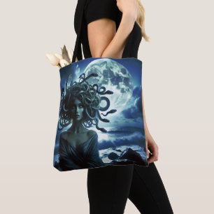 Bolsa Tote Jovens Bonito Medusa pela Lua e Oceano
