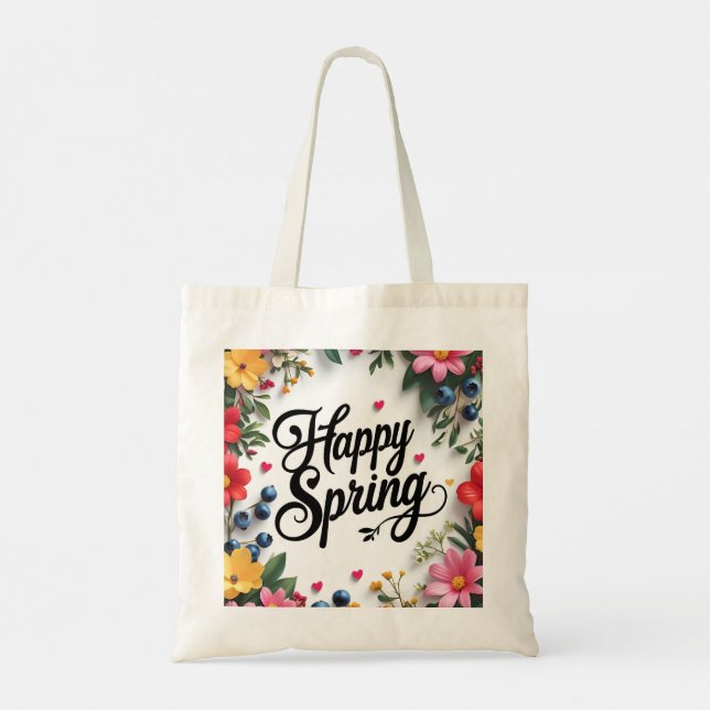 Bolsa Tote "Joy Bloom & Carregar: ‘PRIMAVERA FELIZ’ (Verso)