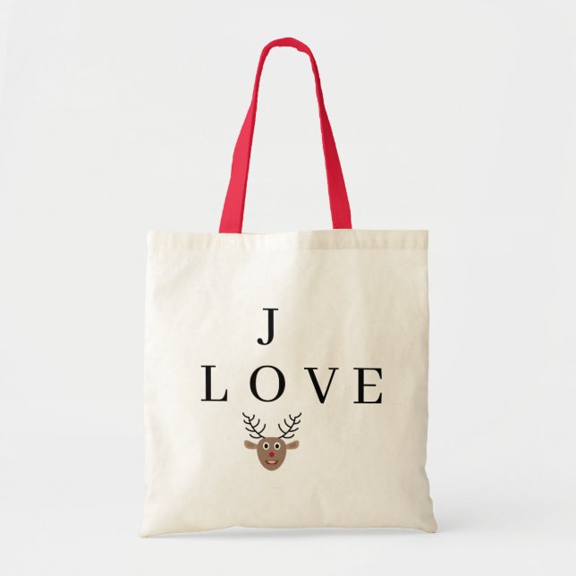 Bolsa Tote Joy Love Festive Christmas Reindeer Crossword (Frente)